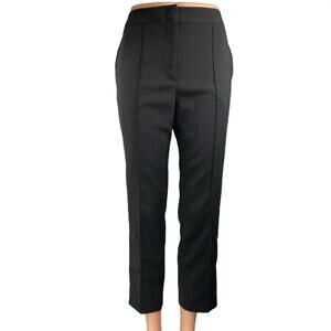 BCBGMaxazria Black Straight Leg High Waist Pintuck Ankle Trousers Dress Pants 4